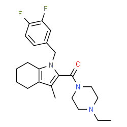 ChemSpider 2D Image | [1-(3,4-Difluorobenzyl)-3-methyl-4,5,6,7-tetrahydro-1H-indol-2-yl](4-ethyl-1-piperazinyl)methanone | C23H29F2N3O