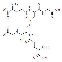 ChemSpider 2D Image | 2-Amino-5-({3-({2-[(4-amino-4-carboxybutanoyl)amino]-3-[(carboxylatomethyl)amino]-3-oxopropyl}disulfanyl)-1-[(carboxymethyl)amino]-1-oxo-2-propanyl}amino)-5-oxopentanoate | C20H30N6O12S2