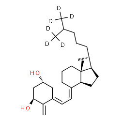 ChemSpider 2D Image | (1S,3R,5E,7E)-(26,26,26,27,27,27-~2~H_6_)-9,10-Secocholesta-5,7,10-triene-1,3-diol | C27H38D6O2