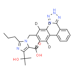 ChemSpider 2D Image | 4-(2-Hydroxy-2-propanyl)-2-propyl-1-{[2'-(2H-tetrazol-5-yl)(2,3,5,6-~2~H_4_)-4-biphenylyl]methyl}-1H-imidazole-5-carboxylic acid | C24H22D4N6O3