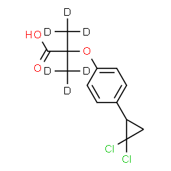 ChemSpider 2D Image | 2-[4-(2,2-Dichlorocyclopropyl)phenoxy]-2-(~2~H_3_)methyl(~2~H_3_)propanoic acid | C13H8D6Cl2O3