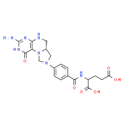 ChemSpider 2D Image | N-{4-[(6aR)-3-Amino-1-oxo-1,2,5,6,6a,7-hexahydroimidazo[1,5-f]pteridin-8(9H)-yl]benzoyl}glutamic acid | C20H23N7O6