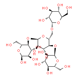 ChemSpider 2D Image | Î±-D-Glucopyranose, O-Î±-D-glucopyranosyl-(1â†’4)-O-[Î±-D-glucopyranosyl-(1â†’6)]-O-Î±-D-glucopyranosyl-(1â†’4)- | C24H42O21