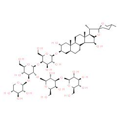 ChemSpider 2D Image | (2alpha,3beta,5alpha,15beta)-2,15-Dihydroxyspirostan-3-yl beta-D-glucopyranosyl-(1->3)-beta-D-galactopyranosyl-(1->2)-[beta-D-xylopyranosyl-(1->3)]-beta-D-glucopyranosyl-(1->4)-beta-D-galactopyranosid
e | C56H92O29