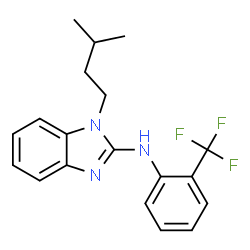 ChemSpider 2D Image | 1-(3-Methylbutyl)-N-[2-(trifluoromethyl)phenyl]-1H-benzimidazol-2-amine | C19H20F3N3