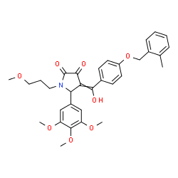 ChemSpider 2D Image | 4-(Hydroxy{4-[(2-methylbenzyl)oxy]phenyl}methylene)-1-(3-methoxypropyl)-5-(3,4,5-trimethoxyphenyl)-2,3-pyrrolidinedione | C32H35NO8