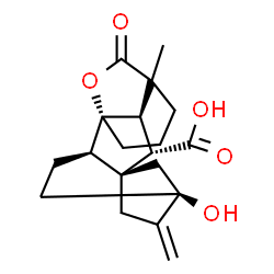 ChemSpider 2D Image | (1R,2R,5S,8S,9S,10R)-5-Hydroxy-11-methyl-6-methylene-16-oxo-15-oxapentacyclo[9.3.2.1~5,8~.0~1,10~.0~2,8~]heptadecane-9-carboxylic acid | C19H24O5