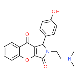 ChemSpider 2D Image | 2-[2-(Dimethylamino)ethyl]-1-(4-hydroxyphenyl)-1,2-dihydrochromeno[2,3-c]pyrrole-3,9-dione | C21H20N2O4