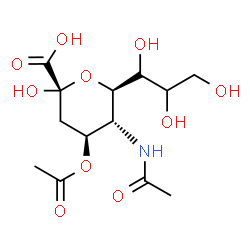 ChemSpider 2D Image | (6R)-5-Acetamido-4-O-acetyl-3,5-dideoxy-6-[(1R)-1,2,3-trihydroxypropyl]-alpha-L-threo-hex-2-ulopyranosonic acid | C13H21NO10