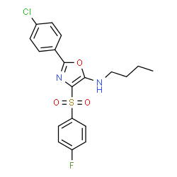 ChemSpider 2D Image | N-Butyl-2-(4-chlorophenyl)-4-[(4-fluorophenyl)sulfonyl]-1,3-oxazol-5-amine | C19H18ClFN2O3S