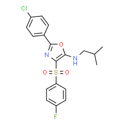 ChemSpider 2D Image | 2-(4-Chlorophenyl)-4-[(4-fluorophenyl)sulfonyl]-N-isobutyl-1,3-oxazol-5-amine | C19H18ClFN2O3S