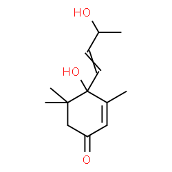 ChemSpider 2D Image | 4-Hydroxy-4-(3-hydroxybut-1-en-1-yl)-3,5,5-trimethylcyclohex-2-en-1-one | C13H20O3