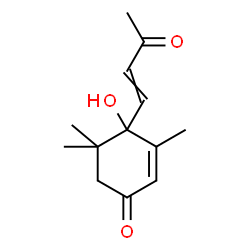 ChemSpider 2D Image | 4-Hydroxy-3,5,5-trimethyl-4-(3-oxo-1-buten-1-yl)-2-cyclohexen-1-one | C13H18O3