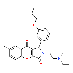 ChemSpider 2D Image | 2-[2-(Diethylamino)ethyl]-7-methyl-1-(3-propoxyphenyl)-1,2-dihydrochromeno[2,3-c]pyrrole-3,9-dione | C27H32N2O4