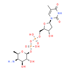 ChemSpider 2D Image | (2S,3R,4S,5R,6R)-5-Amino-3,4-dihydroxy-6-methyltetrahydro-2H-pyran-2-yl [(2R,3S,5R)-3-hydroxy-5-(5-methyl-2,4-dioxo-3,4-dihydro-1(2H)-pyrimidinyl)tetrahydro-2-furanyl]methyl dihydrogen diphosphate (no
n-preferred name) | C16H27N3O14P2