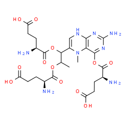 ChemSpider 2D Image | (4S)-4-Amino-5-{[1-(2-amino-4-{[(2S)-2-amino-4-carboxybutanoyl]oxy}-5-methyl-5,8-dihydro-6-pteridinyl)-1-{[(2S)-2-amino-4-carboxybutanoyl]oxy}-2-propanyl]oxy}-5-oxopentanoic acid | C25H36N8O12