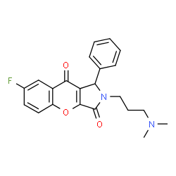 ChemSpider 2D Image | 2-[3-(Dimethylamino)propyl]-7-fluoro-1-phenyl-1,2-dihydrochromeno[2,3-c]pyrrole-3,9-dione | C22H21FN2O3