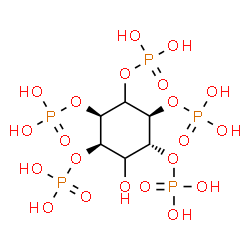 ChemSpider 2D Image | (1R,2R,4S,5R)-6-Hydroxy-1,2,3,4,5-cyclohexanepentayl pentakis[dihydrogen (phosphate)] | C6H17O21P5