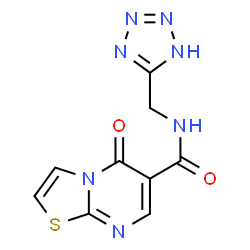 ChemSpider 2D Image | 5-Oxo-N-(1H-tetrazol-5-ylmethyl)-5H-[1,3]thiazolo[3,2-a]pyrimidine-6-carboxamide | C9H7N7O2S