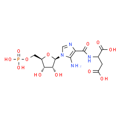 ChemSpider 2D Image | N-{[5-Amino-1-(5-O-phosphono-beta-D-ribofuranosyl)-1H-imidazol-4-yl]carbonyl}aspartic acid | C13H19N4O12P