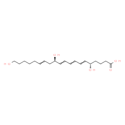 ChemSpider 2D Image | (5S,12R)-5,12,20-Trihydroxy-6,8,10,14-icosatetraenoic acid | C20H32O5
