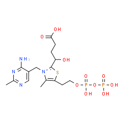 ChemSpider 2D Image | 3-[(4-Amino-2-methyl-5-pyrimidinyl)methyl]-2-(3-carboxy-1-hydroxypropyl)-5-(2-{[hydroxy(phosphonooxy)phosphoryl]oxy}ethyl)-4-methyl-1,3-thiazol-3-ium | C16H25N4O10P2S