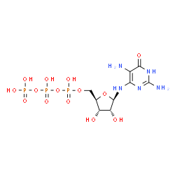 ChemSpider 2D Image | 2,5-diamino-6-ribosylamino-4(3H)pyrimidinone 5'-triphosphate | C9H18N5O14P3