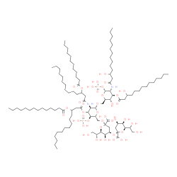 ChemSpider 2D Image | (2R,4R,5R,6R)-4-[(2R,4R,5R,6R)-2-carboxy-6-[(1R)-1,2-dihydroxyethyl]-4,5-dihydroxy-tetrahydropyran-2-yl]oxy-6-[(1R)-1,2-dihydroxyethyl]-2-[[(2R,3S,4R,5R,6R)-5-(3-dodecanoyloxytetradecanoylamino)-6-[[(2R,3S,4R,5R,6R)-3-hydroxy-5-(3-hydroxytetradecanoylamino)-4-(3-hydroxytetradecanoyloxy)-6-phosphonooxy-tetrahydropyran-2-yl]methoxy]-3-phosphonooxy-4-(3-tetradecanoyloxytetradecanoyloxy)tetrahydropyran-2-yl]methoxy]-5-hydroxy-tetrahydropyran-2-carboxylic acid | C110H202N2O39P2