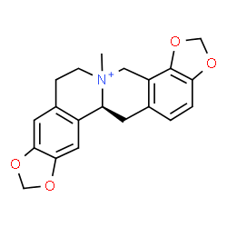 ChemSpider 2D Image | (12bS)-5-Methyl-6,7,12b,13-tetrahydro-4H-[1,3]dioxolo[4,5-g][1,3]dioxolo[7,8]isoquinolino[3,2-a]isoquinolin-5-ium | C20H20NO4