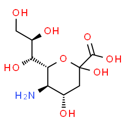 ChemSpider 2D Image | (6R)-5-Amino-3,5-dideoxy-6-[(2R)-1,2,3-trihydroxypropyl]-L-threo-hex-2-ulopyranosonic acid | C9H17NO8