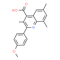 ChemSpider 2D Image | 2-(4-Methoxyphenyl)-3,6,8-trimethyl-4-quinolinecarboxylic acid | C20H19NO3