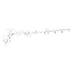 ChemSpider 2D Image | S-{1-[(2R,3S,4R,5R)-5-(6-Amino-9H-purin-9-yl)-4-hydroxy-3-(phosphonooxy)tetrahydro-2-furanyl]-3,5,9-trihydroxy-8,8-dimethyl-3,5-dioxido-10,14-dioxo-2,4,6-trioxa-11,15-diaza-3lambda~5~,5lambda~5~-dipho
sphaheptadecan-17-yl} (3S,7R,11R)-2-hydroxy-3,7,11,15-tetramethylhexadecanethioate | C41H74N7O18P3S