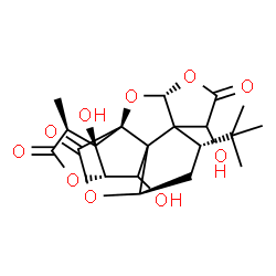 ChemSpider 2D Image | (1R,3R,8S,10R,13S,16S,17R)-6,12,17-Trihydroxy-16-methyl-8-(2-methyl-2-propanyl)-2,4,14,19-tetraoxahexacyclo[8.7.2.0~1,11~.0~3,7~.0~7,11~.0~13,17~]nonadecane-5,15,18-trione | C20H24O10