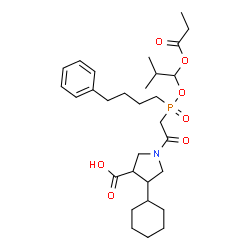 ChemSpider 2D Image | 4-Cyclohexyl-1-({[2-methyl-1-(propionyloxy)propoxy](4-phenylbutyl)phosphoryl}acetyl)-3-pyrrolidinecarboxylic acid | C30H46NO7P
