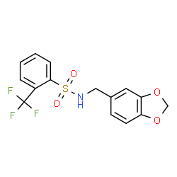 ChemSpider 2D Image | N-(1,3-Benzodioxol-5-ylmethyl)-2-(trifluoromethyl)benzenesulfonamide | C15H12F3NO4S