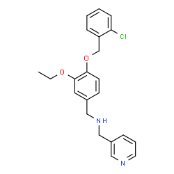 ChemSpider 2D Image | 1-{4-[(2-Chlorobenzyl)oxy]-3-ethoxyphenyl}-N-(3-pyridinylmethyl)methanamine | C22H23ClN2O2