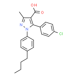 ChemSpider 2D Image | 1-(4-Butylphenyl)-5-(4-chlorophenyl)-3-methyl-1H-pyrazole-4-carboxylic acid | C21H21ClN2O2