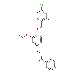 ChemSpider 2D Image | N-{4-[(2,4-Dichlorobenzyl)oxy]-3-ethoxybenzyl}-1-phenylethanamine | C24H25Cl2NO2