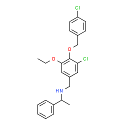 ChemSpider 2D Image | N-{3-Chloro-4-[(4-chlorobenzyl)oxy]-5-ethoxybenzyl}-1-phenylethanamine | C24H25Cl2NO2