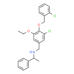 ChemSpider 2D Image | N-{3-Chloro-4-[(2-chlorobenzyl)oxy]-5-ethoxybenzyl}-1-phenylethanamine | C24H25Cl2NO2