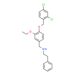 ChemSpider 2D Image | N-{4-[(2,4-Dichlorobenzyl)oxy]-3-ethoxybenzyl}-2-phenylethanamine | C24H25Cl2NO2
