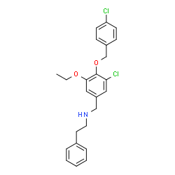 ChemSpider 2D Image | N-{3-Chloro-4-[(4-chlorobenzyl)oxy]-5-ethoxybenzyl}-2-phenylethanamine | C24H25Cl2NO2