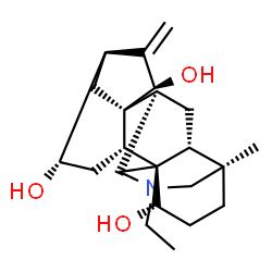 ChemSpider 2D Image | (1R,2R,4S,5S,7R,8R,9R,13R,17R)-11-Ethyl-13-methyl-6-methylene-11-azahexacyclo[7.7.2.1~5,8~.0~1,10~.0~2,8~.0~13,17~]nonadecane-4,7,16-triol | C22H33NO3
