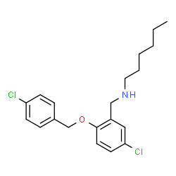 ChemSpider 2D Image | N-{5-Chloro-2-[(4-chlorobenzyl)oxy]benzyl}-1-hexanamine | C20H25Cl2NO