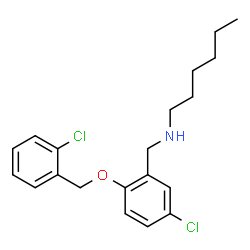ChemSpider 2D Image | N-{5-Chloro-2-[(2-chlorobenzyl)oxy]benzyl}-1-hexanamine | C20H25Cl2NO
