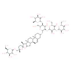 ChemSpider 2D Image | (3beta,22S,25S)-26-(beta-D-Glucopyranosyloxy)-22,25-epoxyfurost-5-en-3-yl 6-deoxy-alpha-L-mannopyranosyl-(1->4)-[beta-D-glucopyranosyl-(1->3)-beta-D-glucopyranosyl-(1->2)]-beta-D-glucopyranoside | C57H92O28