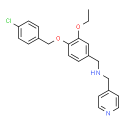 ChemSpider 2D Image | 1-{4-[(4-Chlorobenzyl)oxy]-3-ethoxyphenyl}-N-(4-pyridinylmethyl)methanamine | C22H23ClN2O2