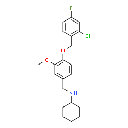 ChemSpider 2D Image | N-{4-[(2-Chloro-4-fluorobenzyl)oxy]-3-methoxybenzyl}cyclohexanamine | C21H25ClFNO2