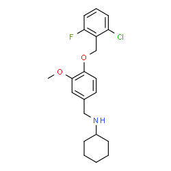 ChemSpider 2D Image | N-{4-[(2-Chloro-6-fluorobenzyl)oxy]-3-methoxybenzyl}cyclohexanamine | C21H25ClFNO2