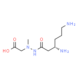 ChemSpider 2D Image | {2-[(3S)-3,6-Diaminohexanoyl]-1-methylhydrazino}acetic acid | C9H20N4O3